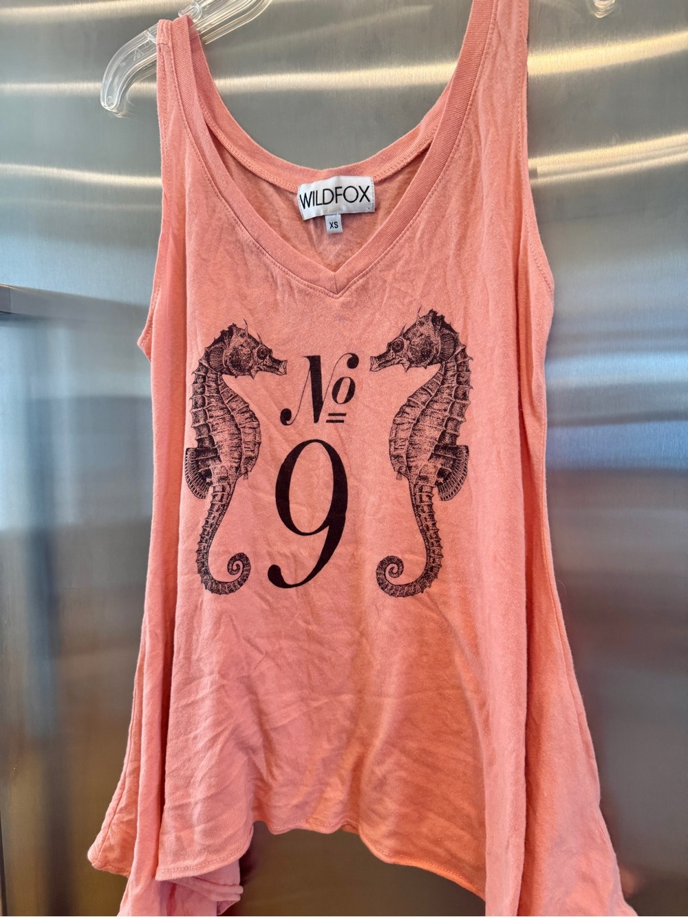 Wildfox Tank Top V Neck in Coral Orange Seahorse No.9 , great used condition
